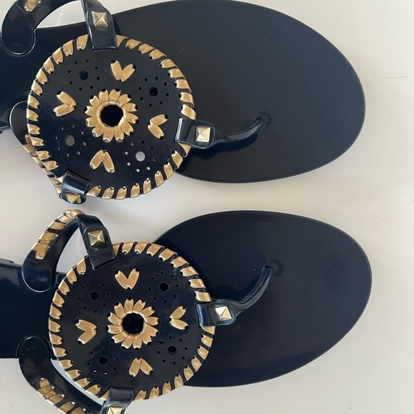 Jack Rogers Georgica Jelly Sandals in Midnight Navy Blue + Gold, size 10 - Picture 4 of 9